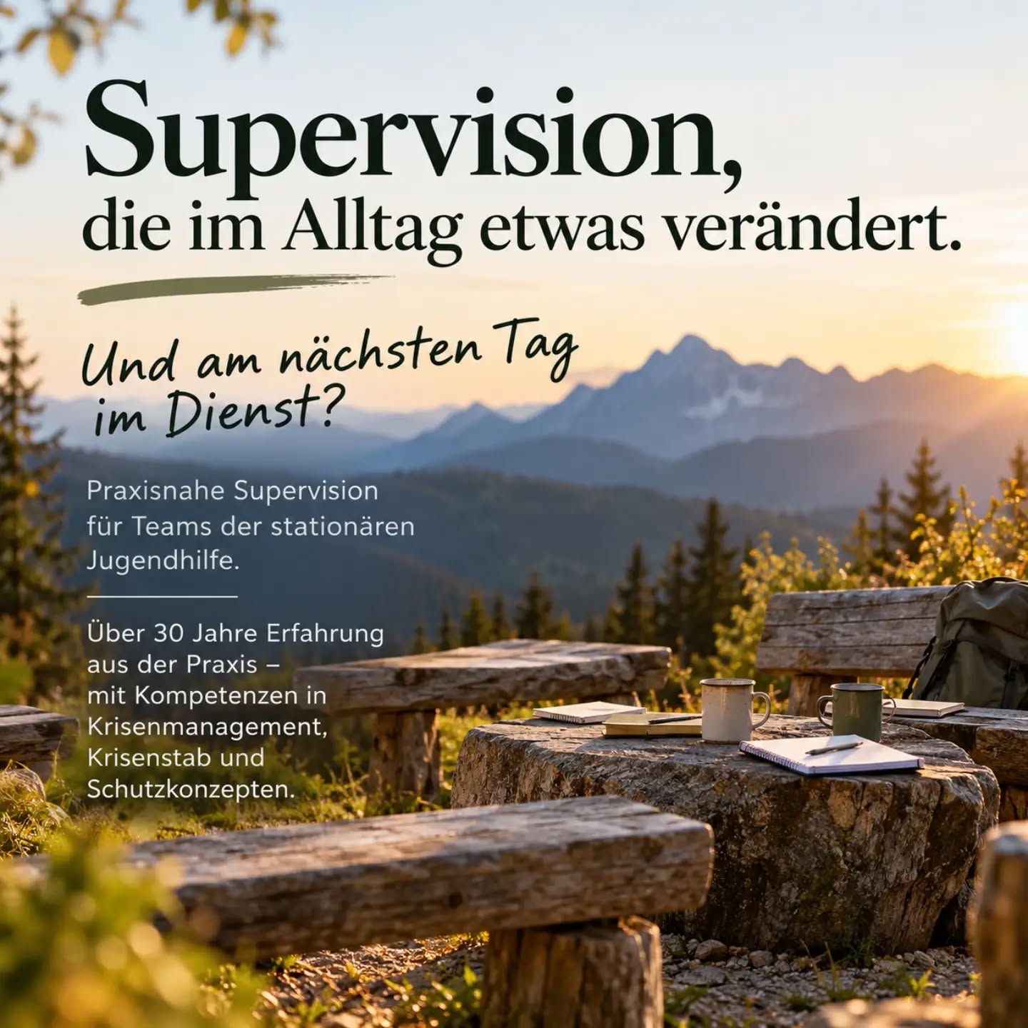 Supervision, die im Alltag etwas verändert.

Ein Fall wird ausführlich besprochen. Unterschiedliche Perspektiven werden deutlich. Zusammenhänge werden verstanden.

Und am nächsten Tag im Dienst?

Genau dort muss Supervision wirksam werden.

Ich bring