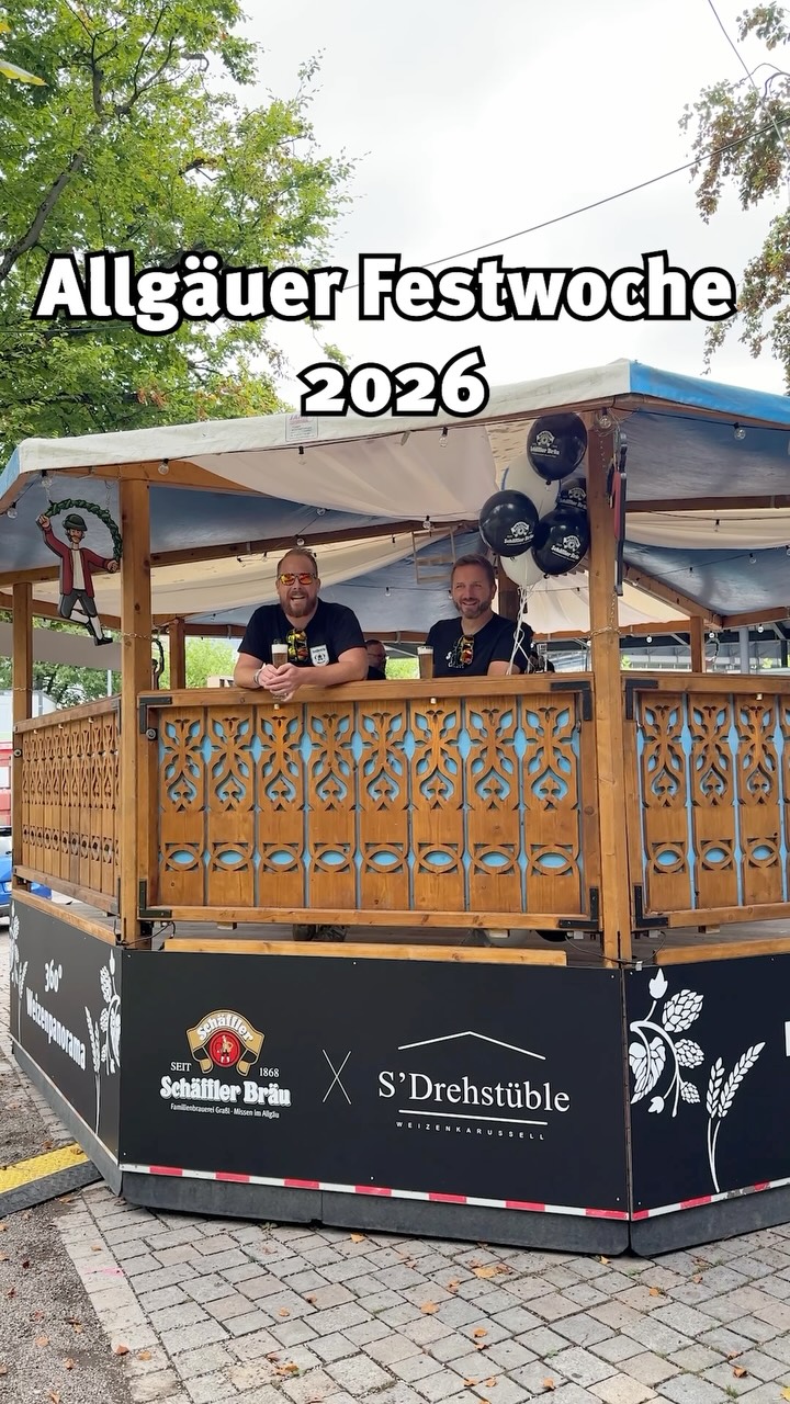 Allgäuer Festwoche 2026

Vom 08.08. bis 16.08. heißt es in Kempten wieder: Allgäuer Festwoche — und wir sind natürlich mit dabei.

Ihr findet uns wie gewohnt in Halle 8. Zusätzlich haben wir dieses Jahr gleich zwei besondere Highlights für euch im Ge
