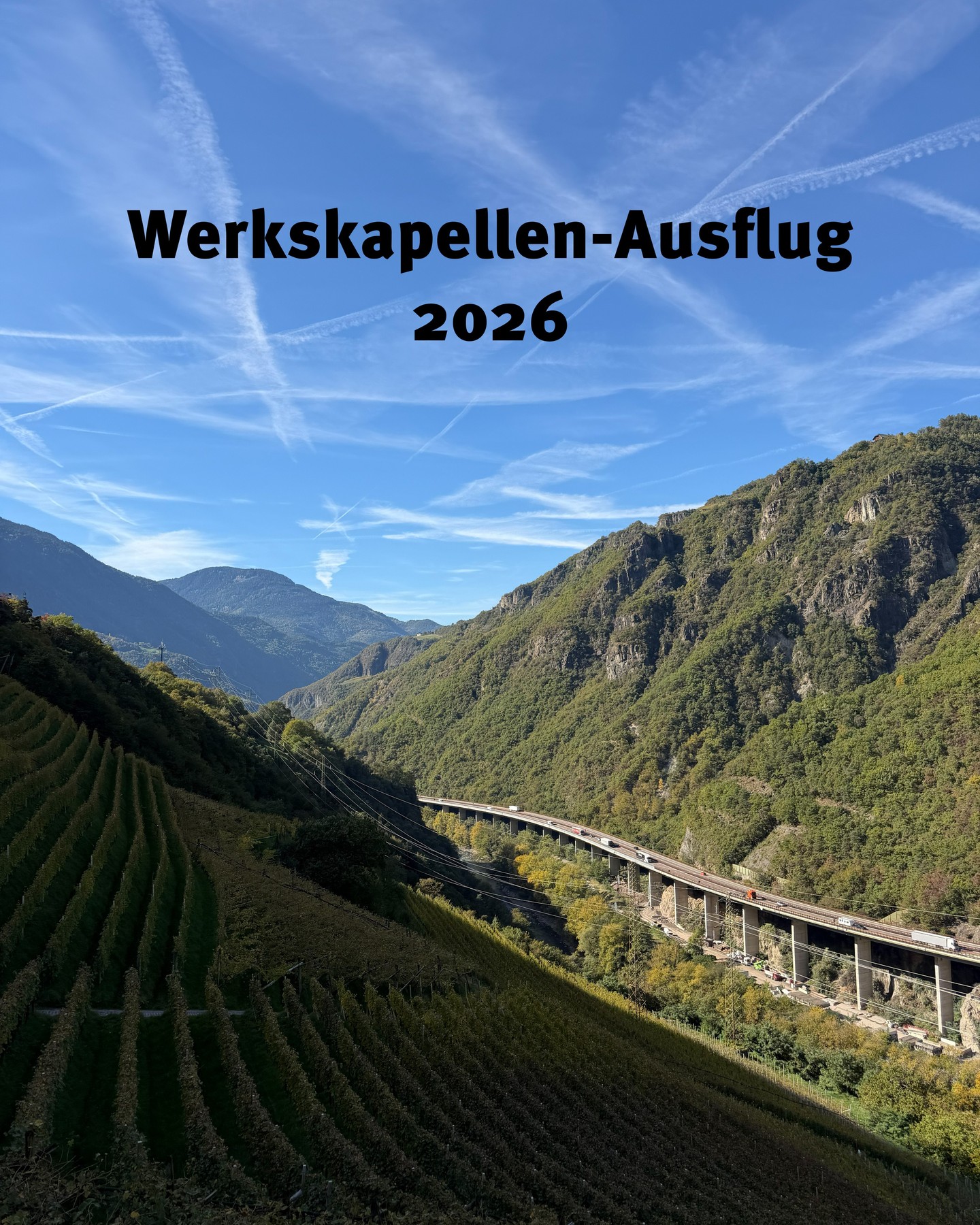 Werkskapellen-Ausflug 2026⁠
⁠
Eine eigene Werkskapelle ist doch was schönes – und hier kommt natürlich auch immer wieder der Wunsch nach einem Musikausflug auf. ⁠
Also ging es dieses Jahr wieder nach Südtirol, die zweite Heimat vieler Allgäuer ?⁠
Frü