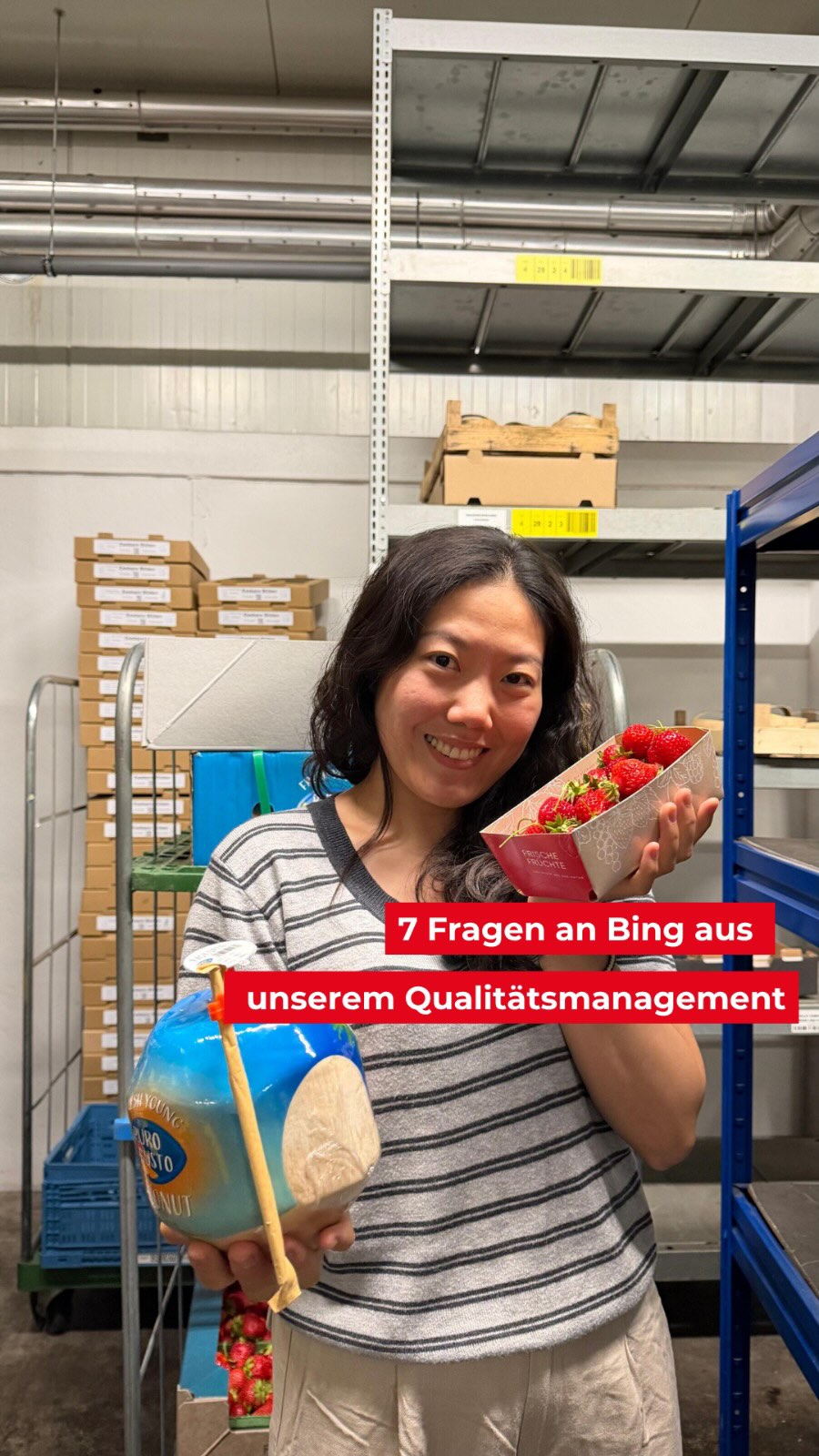 Eine Minute mit Bing aus dem Qualitätsmanagement⏳
Ihr lernt die Leute kennen, die hinter unserer Firma stecken. Heute: Bing aus dem Qualitätsmanagement. ?‍?

Was ist ihr Lieblingsprodukt? Und was ist ihre Lieblingsaufgabe? 

#behindthescenes #mitarbe