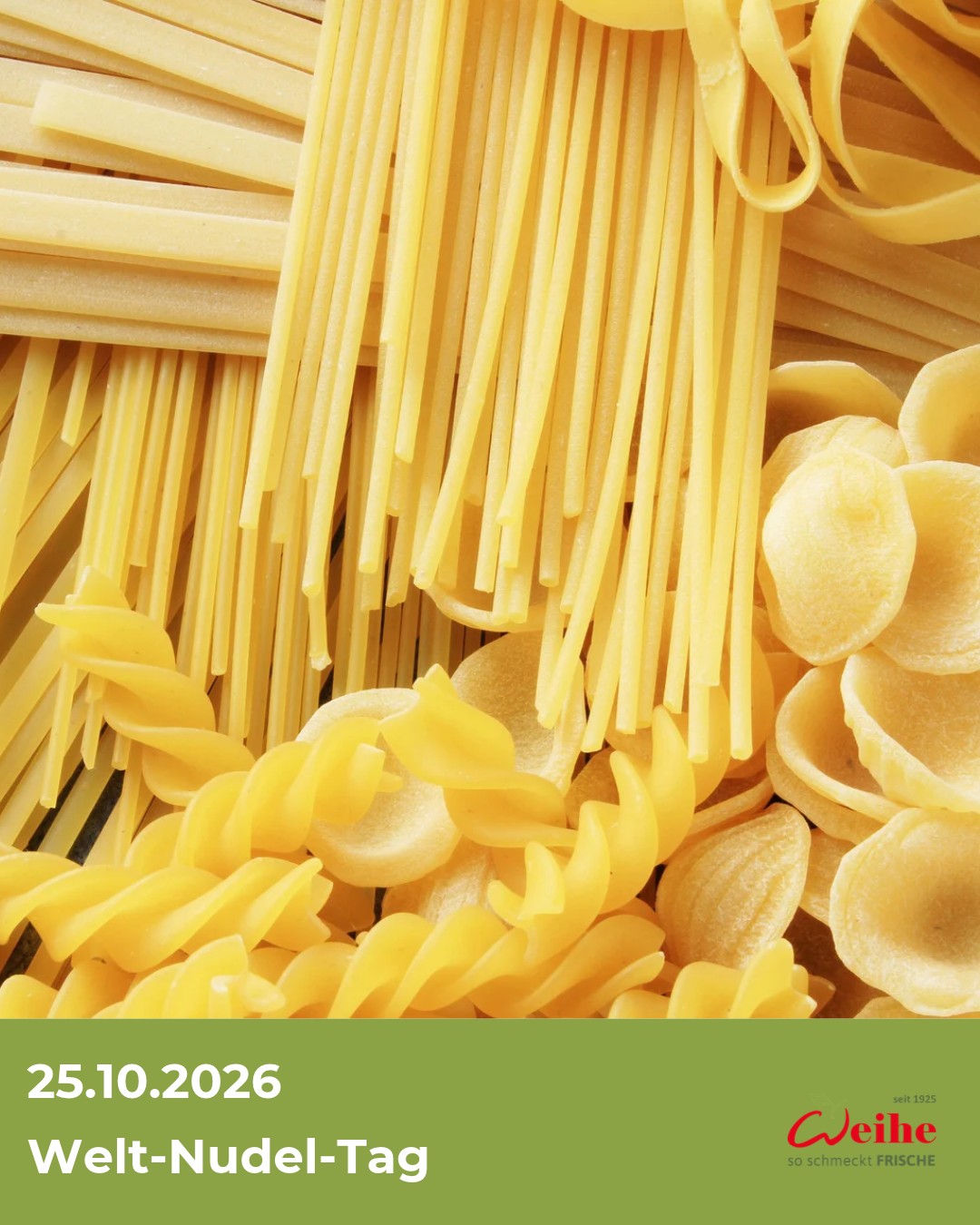 Man kann Nudeln machen warm, man kann Nudeln machen kalt.?

Wir feiern heute den Weltnudeltag, denn egal ob warm, kalt, im Salat oder im Auflauf – Nudeln gehen immer. Bei uns bekommt ihr trockene Pasta, frische Teigwaren, Convenience- und vorgegarte 