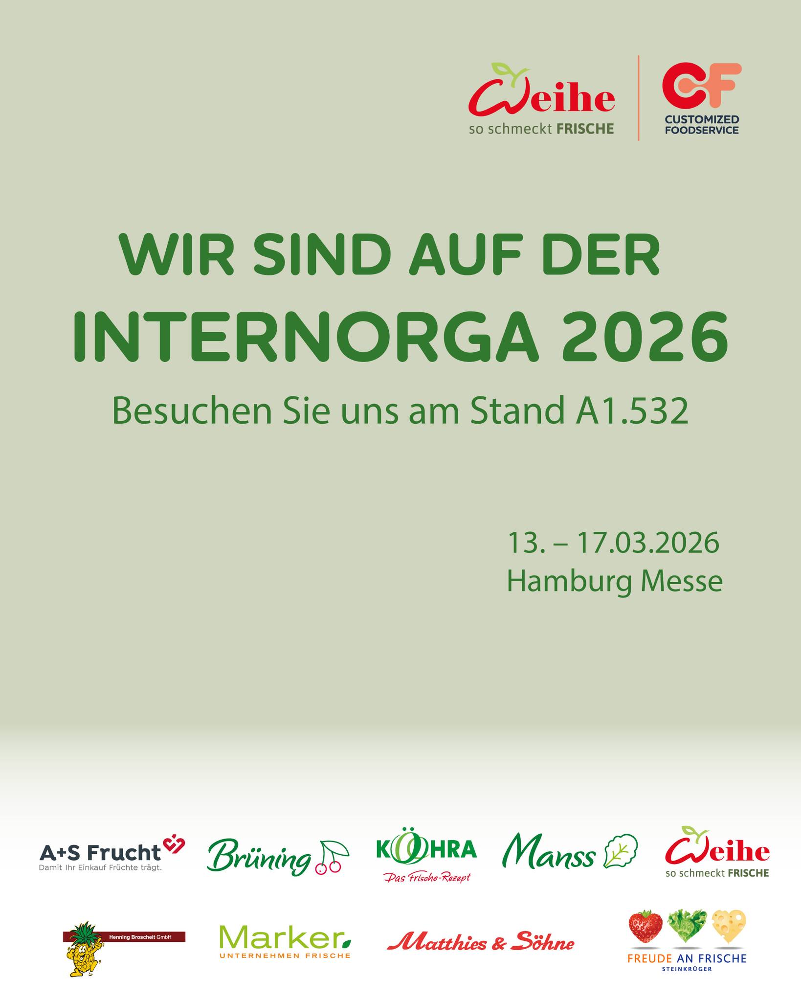Moin Hamburg, wir kommen! ⚓️
Vom 13. bis 17. März lassen wir Berlin kurz hinter uns und ziehen direkt in die Messehallen an der Elbe ein.
Zusammen mit cf_customized_foodservice zeigen wir euch auf der Internorga, was frische Warenwirtschaft heute bed