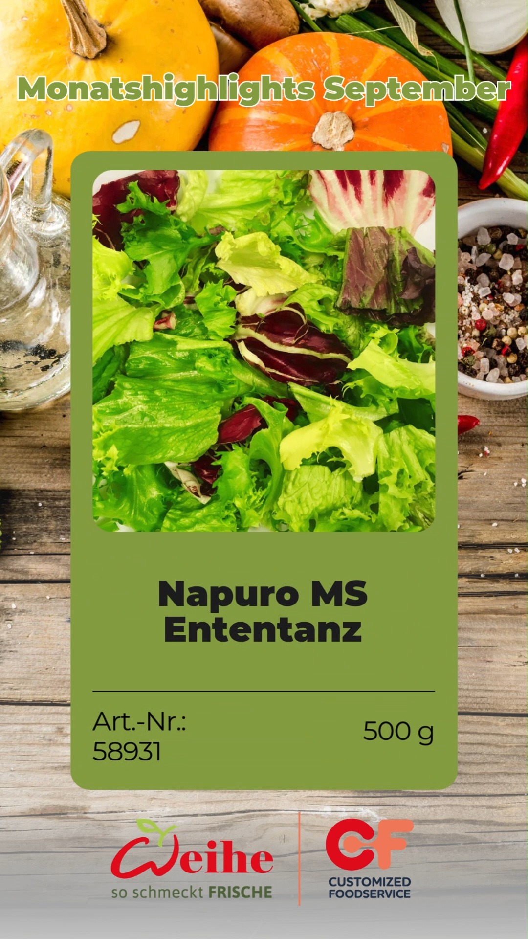 Diesen Monat bei uns in Aktion:
Salate, knackige Äpfel, frische Weißwürste und fertiger Krautsalat.?? Unsere Monatsaktionsartikel bringen dir die Oktoberfest-Klassiker und frische Begleiter in die Küche. Top-Qualität, top Preis und ohne langen Vorber