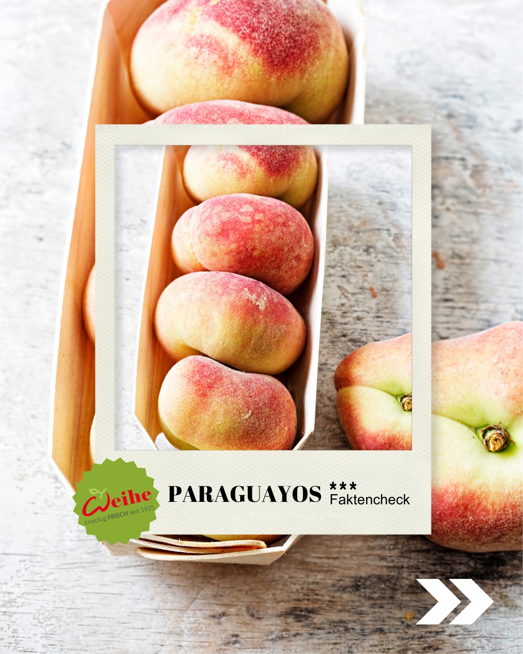 Der Plattpfirsich: Außen flach, innen juicy. ?
Er sieht aus, als hätte er im Lieferwagen zu eng gepackt gesessen, aber keine Sorge, das muss so! Die Paraguayo (oder auch Wildpfirsich) ist der Star unserer Steinobst-Saison. 

Perfekt als Snack für die