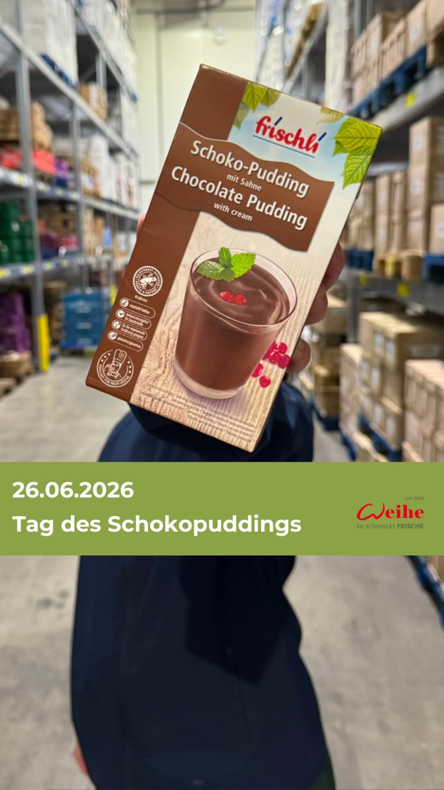 Heute ist Tag des Schokopuddings.??
Egal ob für die Kita, den Krankenhaus-Nachtisch oder das schnelle Dessert im Bistro: Schokopudding geht einfach immer?

Wir haben sie alle im Lager: Vom cremigen Gastro-Klassiker über die Bio-Alternative bis zum ve