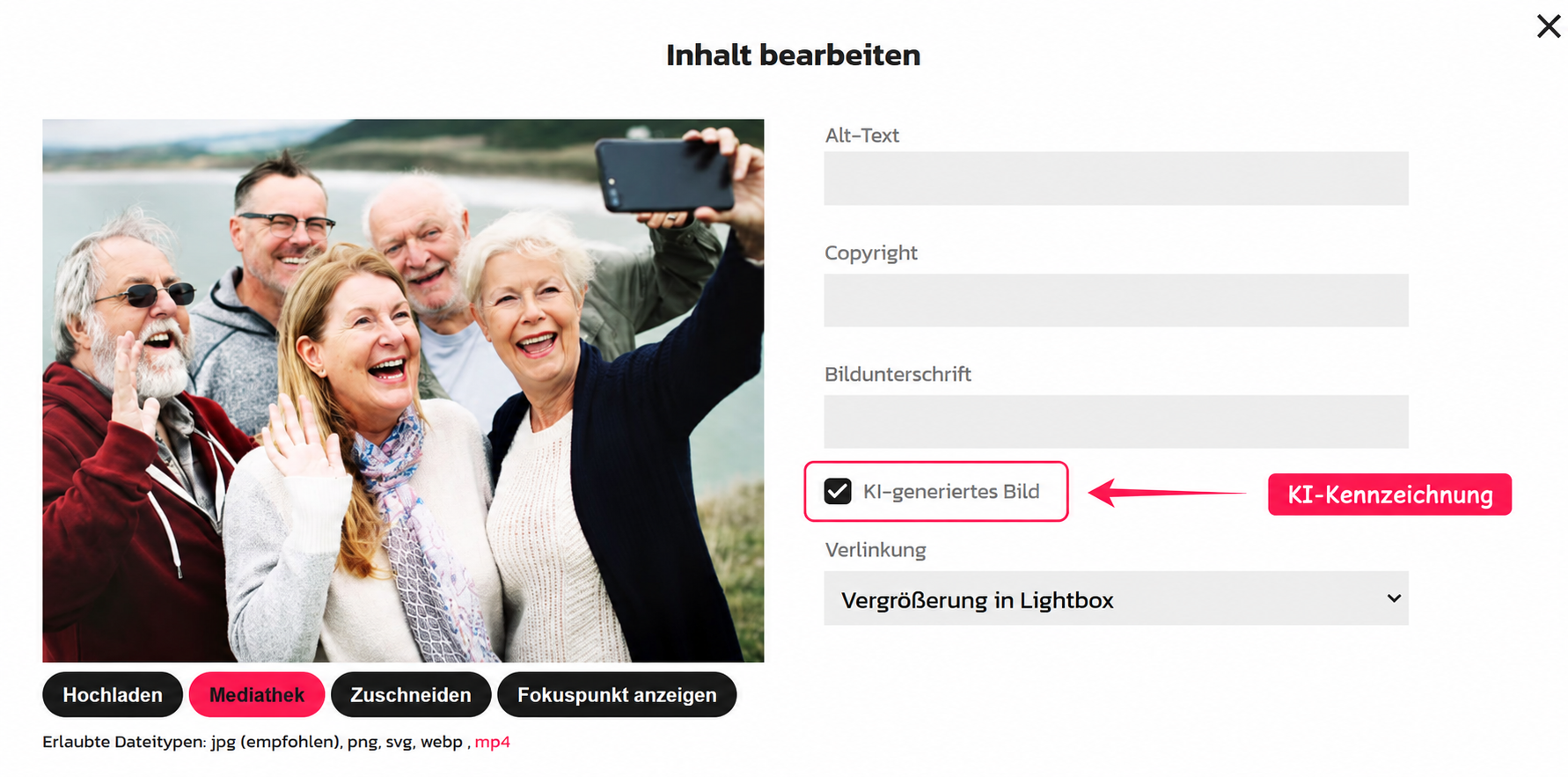 960 Erklärung wie eine KI-Bildkennzeichnung im Werbewind-Login hinterlegt werden kann